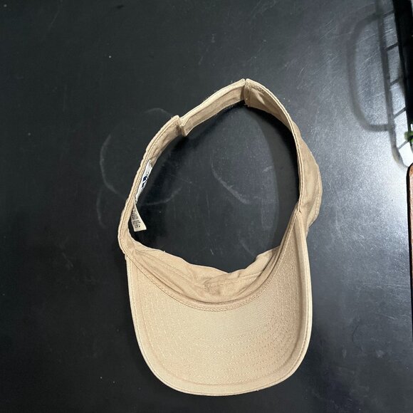 Adidas Golf Visor Hat Adjustable Hook Loop Strap Khaki Tan Navy Blue Logo - Picture 6 of 6